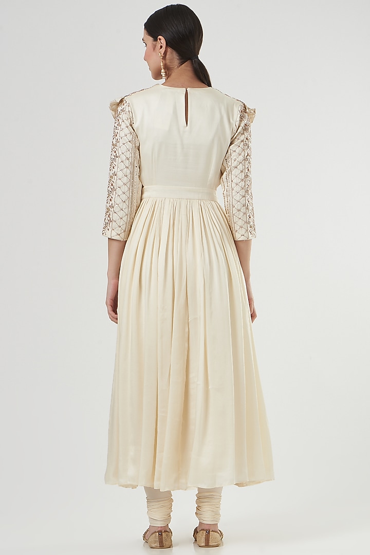 Beige Embroidered Kurta Set by Neha & Tarun at Pernia's Pop Up Shop