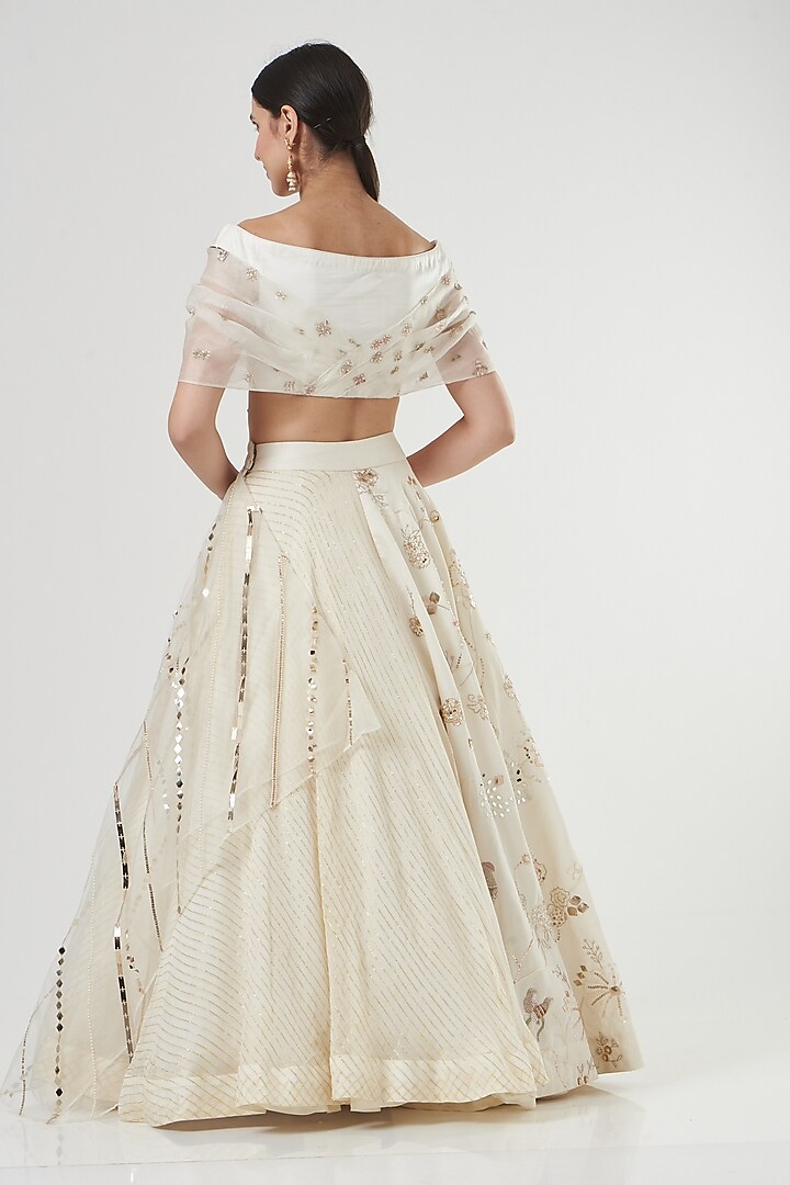 White Embroidered Wedding Lehenga Set by Neha & Tarun at Pernia's Pop Up Shop