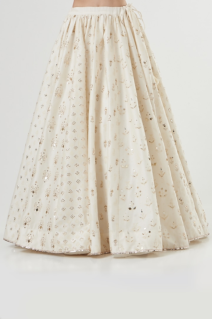 White Silk Printed & Embroidered Wedding Lehenga Set by Neha & Tarun at Pernia's Pop Up Shop