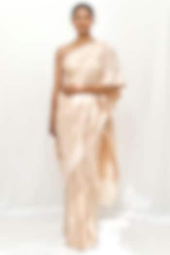 Gold Pure Katan Silk Zari Jaal Work Wedding Saree Set by Neha & Tarun at Pernia's Pop Up Shop