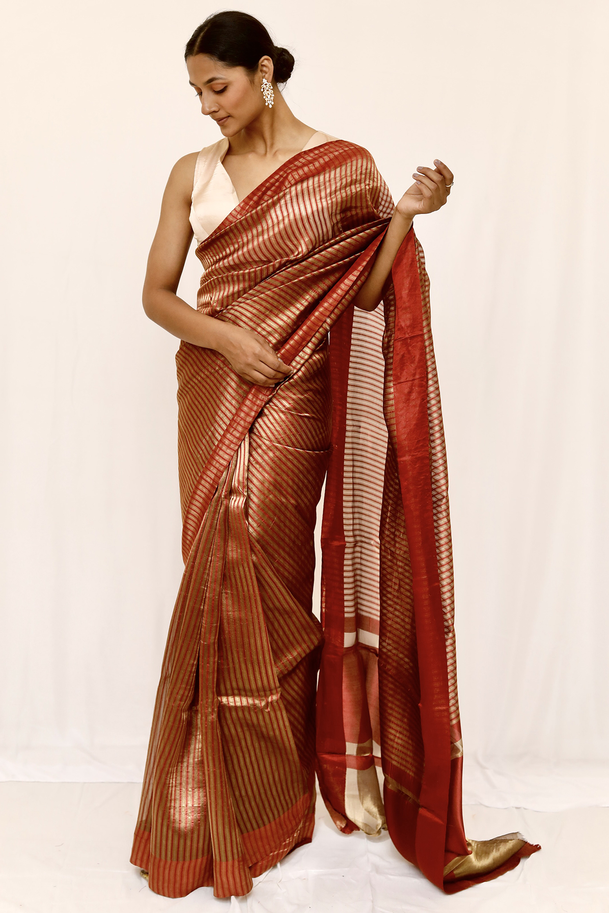 Maroon Tissue Jaal Work Party Wear Saree Set by Neha & Tarun at Pernia's Pop Up Shop