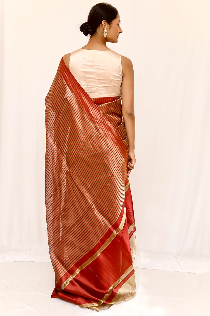 Maroon Tissue Jaal Work Party Wear Saree Set by Neha & Tarun at Pernia's Pop Up Shop