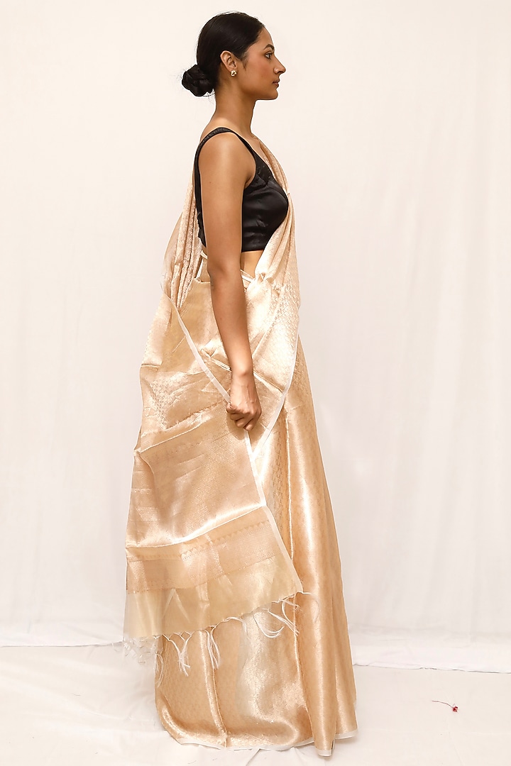 Gold Pure Tissue Zari Work Wedding Saree Set by Neha & Tarun at Pernia's Pop Up Shop