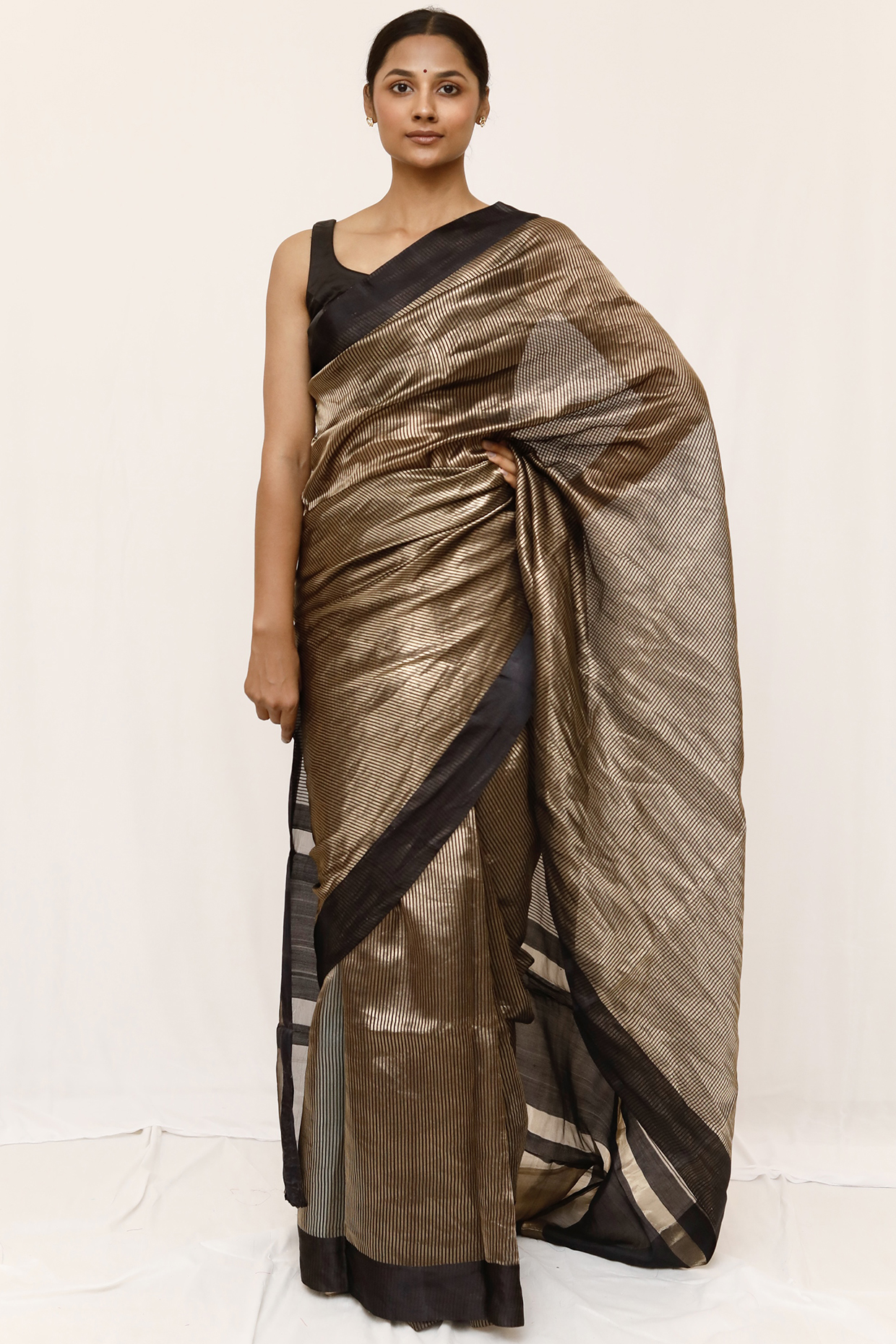 Black Tissue Jaal Work Party Wear Saree Set by Neha & Tarun at Pernia's Pop Up Shop