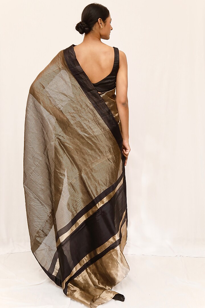 Black Tissue Jaal Work Party Wear Saree Set by Neha & Tarun at Pernia's Pop Up Shop