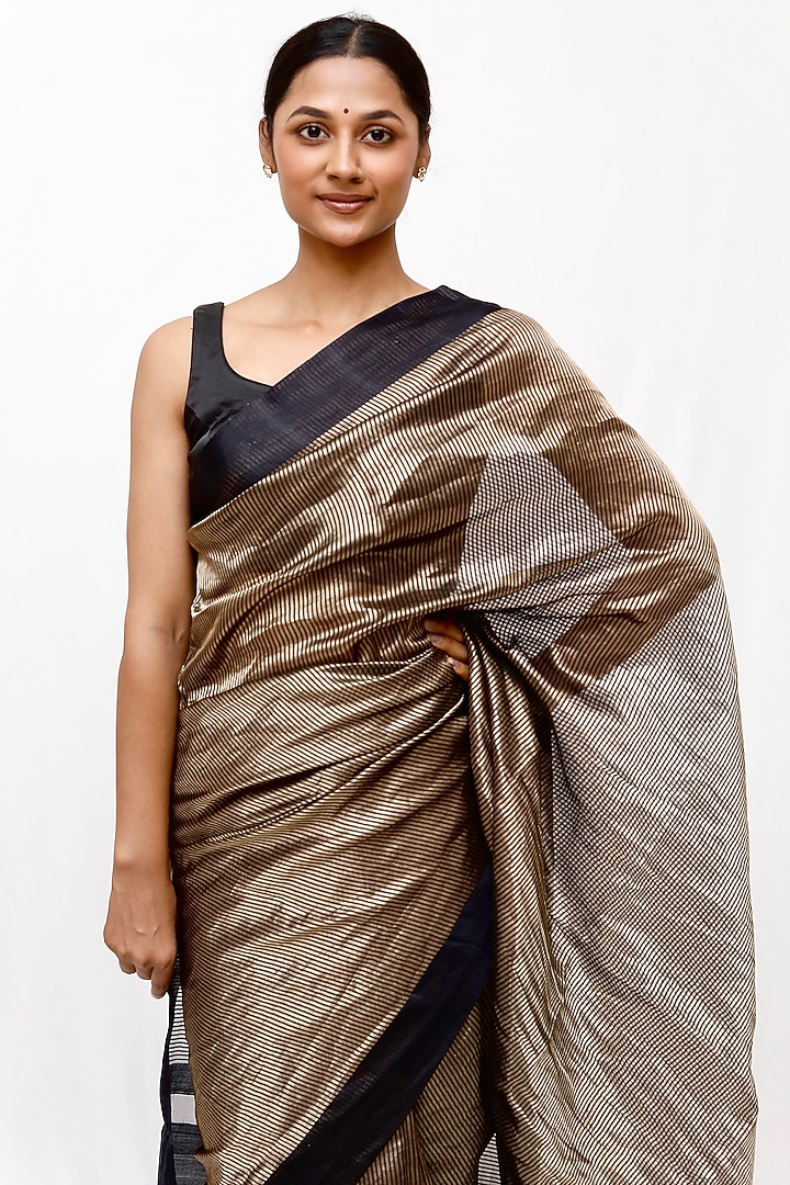 Black Tissue Jaal Work Party Wear Saree Set by Neha & Tarun at Pernia's Pop Up Shop