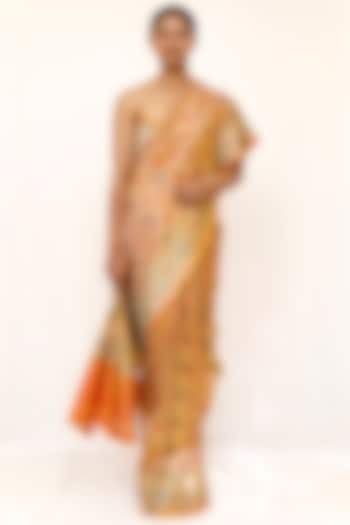 Yellow Pure Katan Silk Gharchola Wedding Saree Set by Neha & Tarun at Pernia's Pop Up Shop