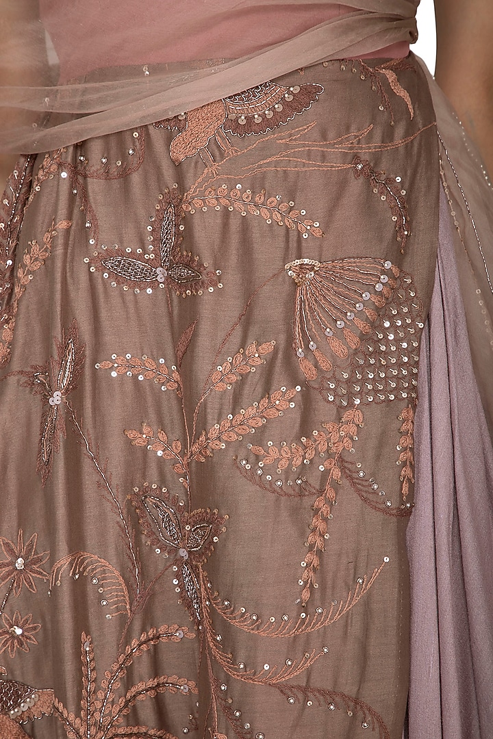 Brown Embroidered Layered Engagement Gown by Neha & Tarun at Pernia's Pop Up Shop