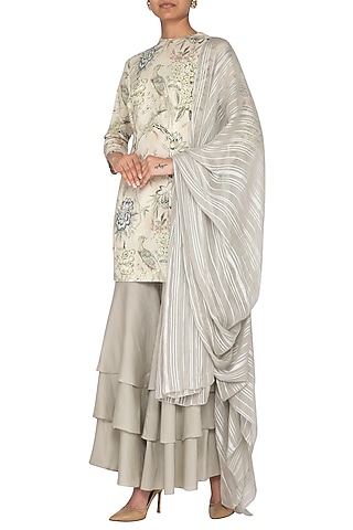 Grey Printed Sharara Set by Neha & Tarun