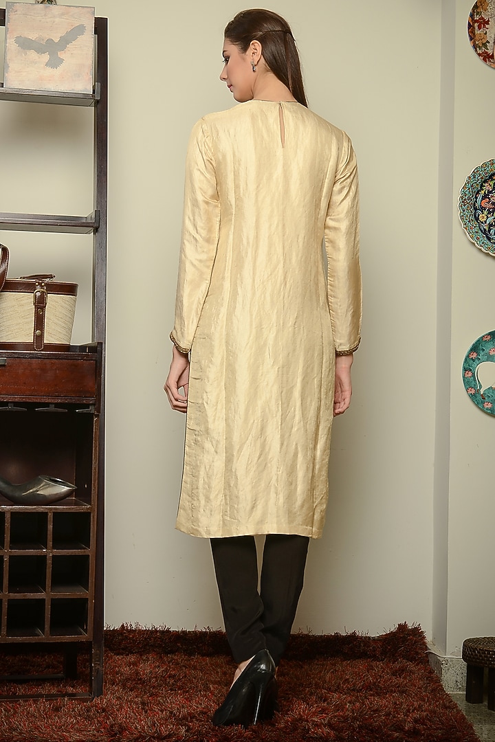 Gold Hand Embroidered Kurta Set by Neha & Tarun at Pernia's Pop Up Shop