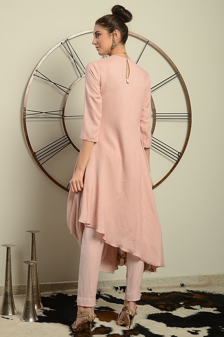 Baby Pink Embroidered Kurta With Pants by Neha & Tarun at Pernia's Pop Up Shop