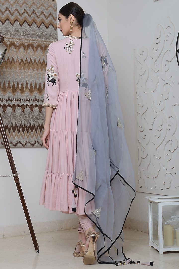 Baby Pink Embroidered Wedding Anarkali Set by Neha & Tarun at Pernia's Pop Up Shop