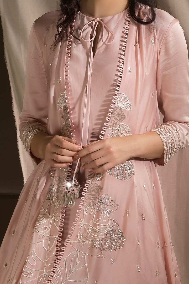 Blush Pink Layered Kurta With Pants by Neha & Tarun at Pernia's Pop Up Shop
