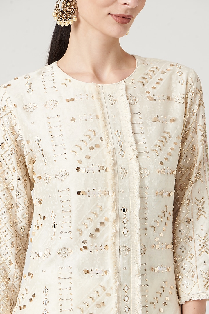 Beige Hand Embroidered Kurta Set by Neha & Tarun at Pernia's Pop Up Shop
