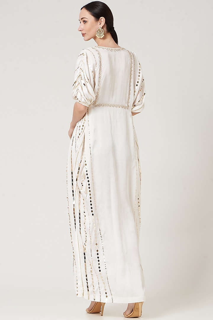 White Embroidered Kaftan by Neha & Tarun at Pernia's Pop Up Shop