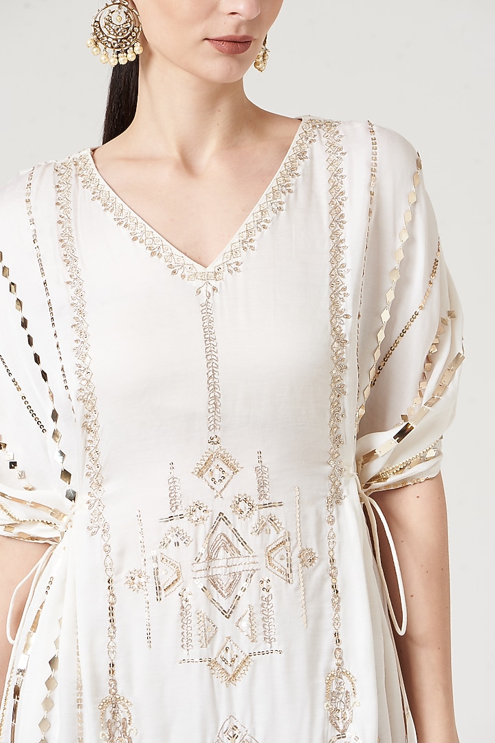 White Embroidered Kaftan by Neha & Tarun at Pernia's Pop Up Shop
