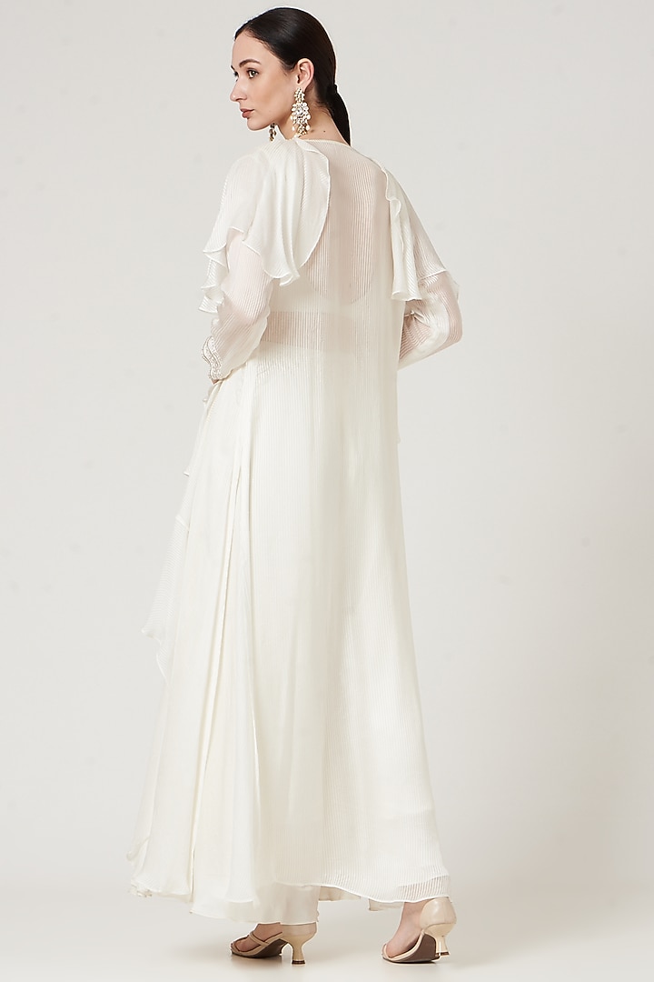 Beige Embroidered Jacket Set by Neha & Tarun at Pernia's Pop Up Shop