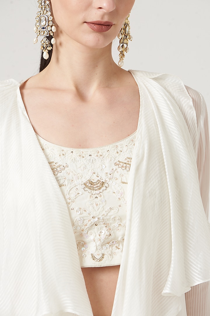 Beige Embroidered Jacket Set by Neha & Tarun at Pernia's Pop Up Shop