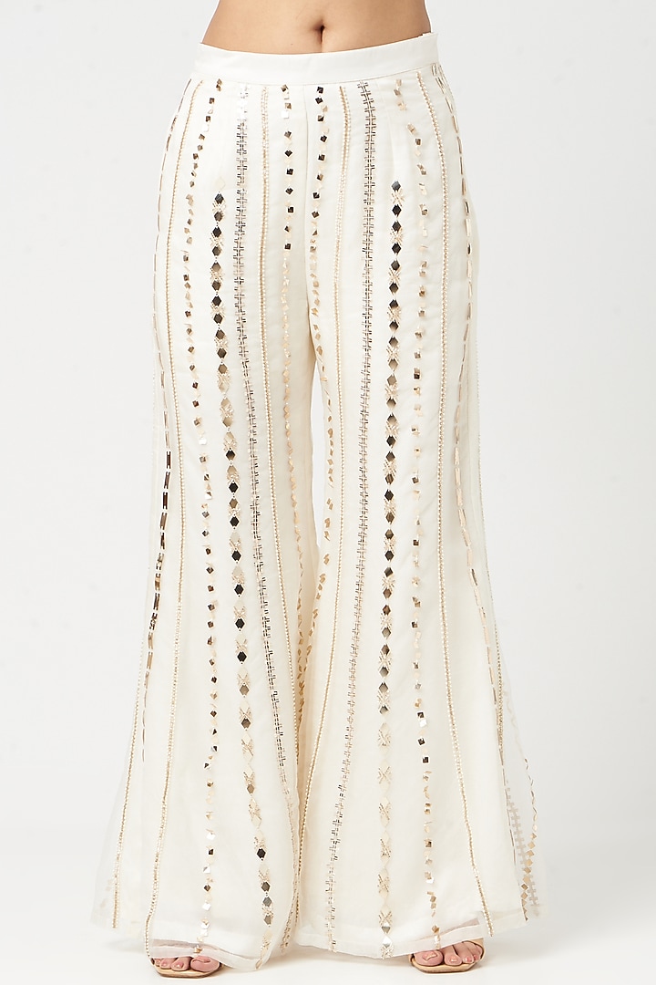 White & Beige Embroidered Blazer Set by Neha & Tarun at Pernia's Pop Up Shop