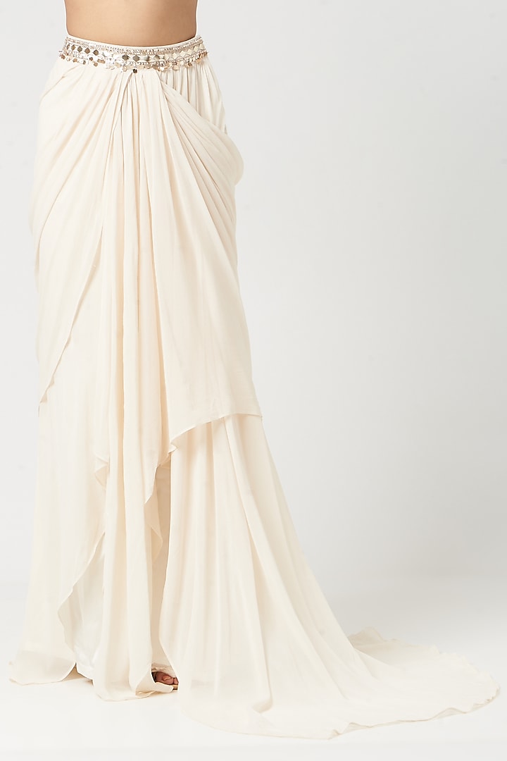 Beige Georgette Dhoti Skirt Set by Neha & Tarun at Pernia's Pop Up Shop