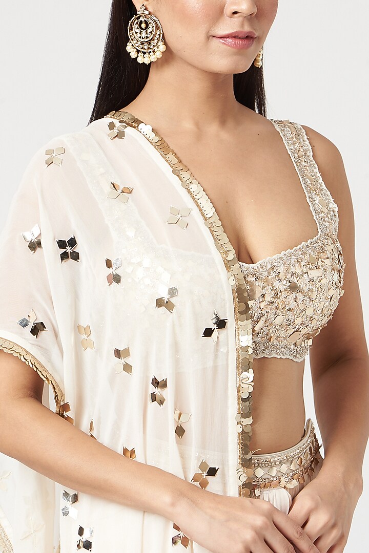 Beige Georgette Dhoti Skirt Set by Neha & Tarun at Pernia's Pop Up Shop