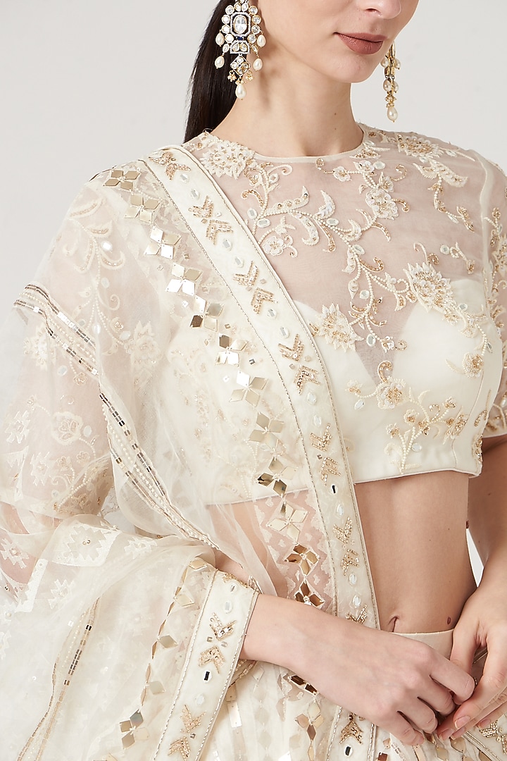 Beige Embroidered Wedding Lehenga Set by Neha & Tarun at Pernia's Pop Up Shop