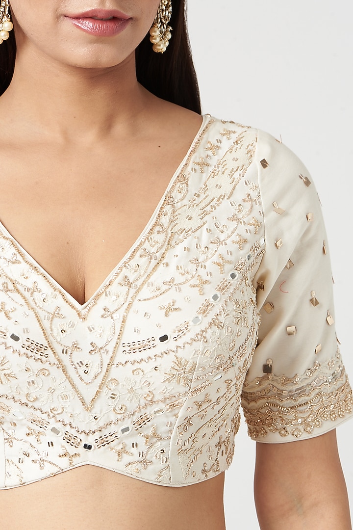 Beige Embroidered & Printed Wedding Lehenga Set by Neha & Tarun at Pernia's Pop Up Shop