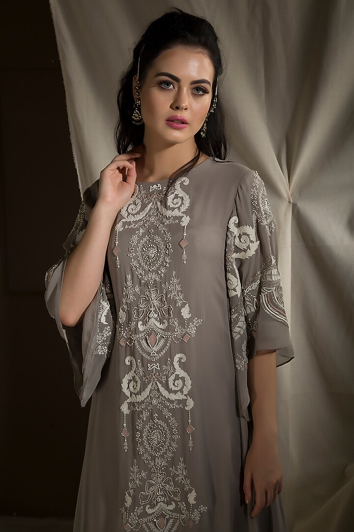 Grey & Pink A-Line Kurta Set by Neha & Tarun at Pernia's Pop Up Shop