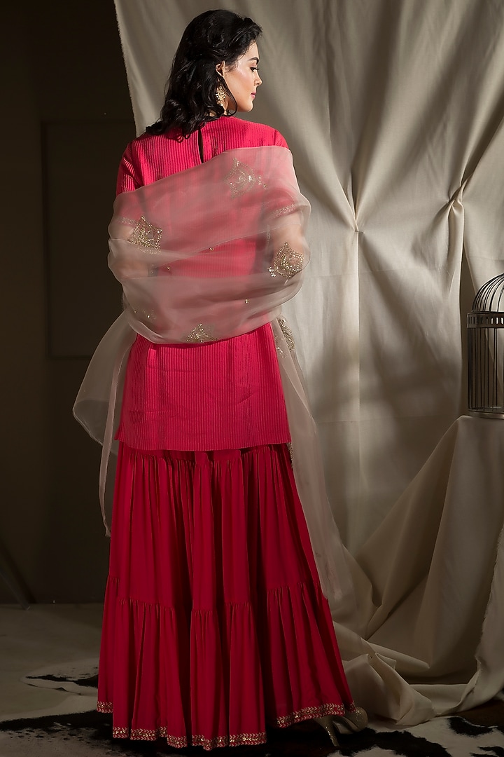 Fuschia Cotton Rayon Wedding Sharara Set by Neha & Tarun at Pernia's Pop Up Shop