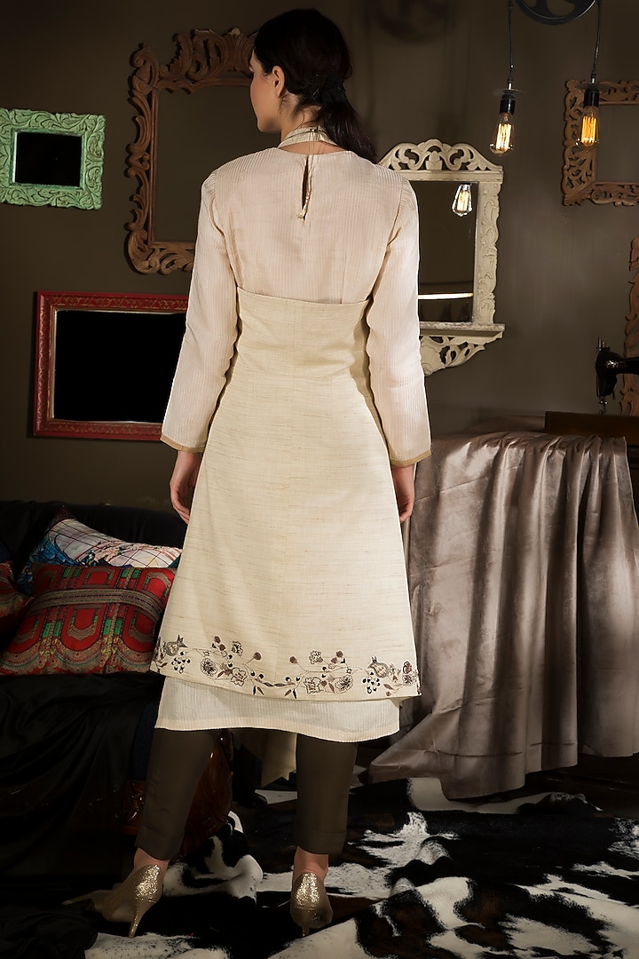 Beige Embroidered Jacket Set by Neha & Tarun at Pernia's Pop Up Shop