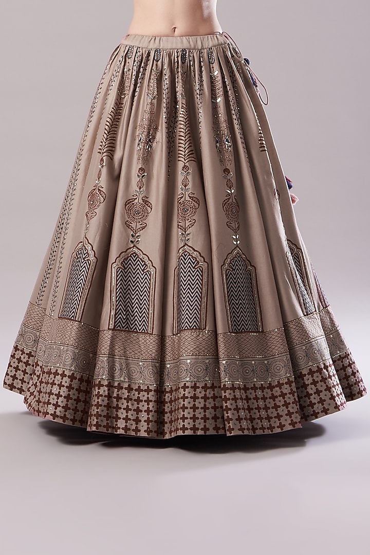 Wine Embroidered & Printed Wedding Lehenga Set by Neha & Tarun at Pernia's Pop Up Shop