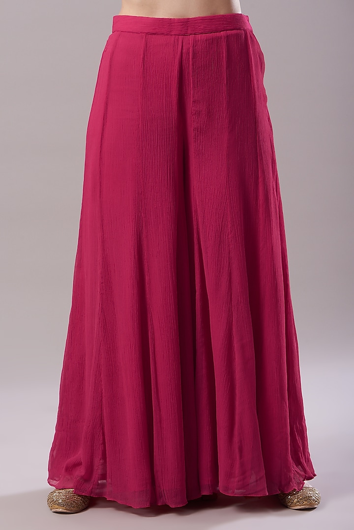 Fuchsia Crepe Palazzo Pant Set by Neha & Tarun at Pernia's Pop Up Shop