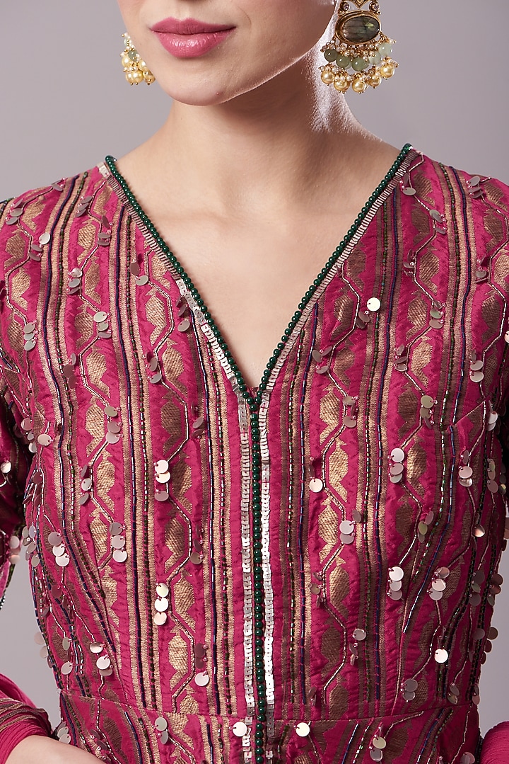 Fuchsia Crepe Palazzo Pant Set by Neha & Tarun at Pernia's Pop Up Shop