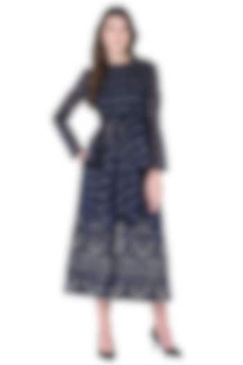 Navy Blue Embroidered Pant Set by Neha & Tarun at Pernia's Pop Up Shop