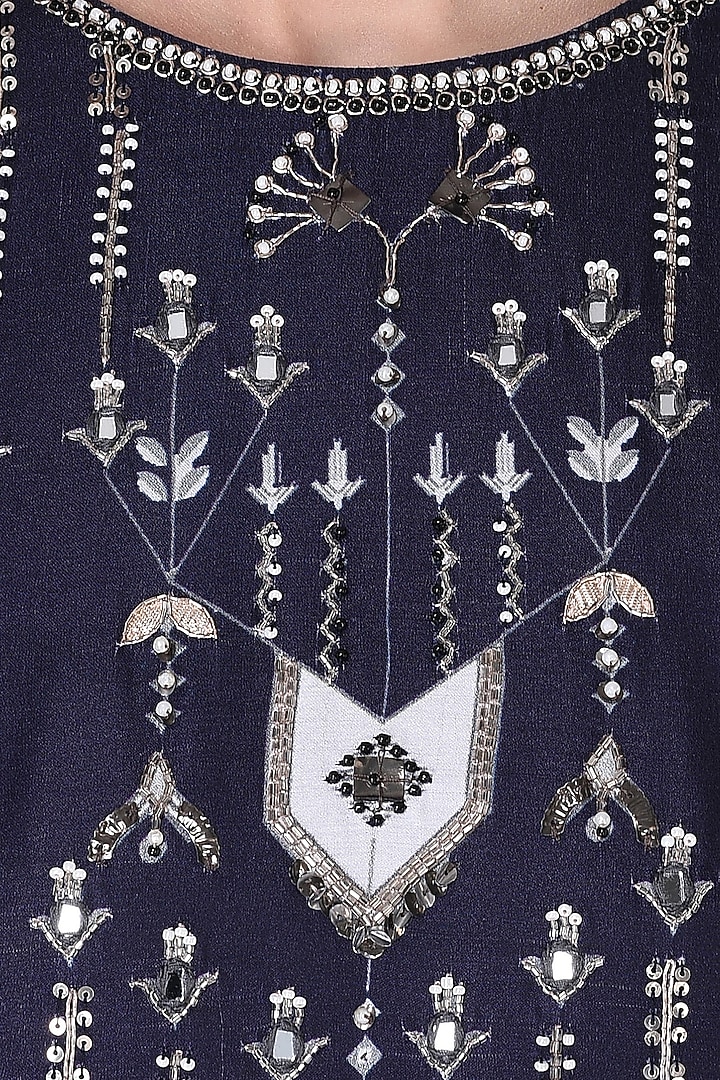 Navy Blue Embroidered Kurta Set by Neha & Tarun at Pernia's Pop Up Shop