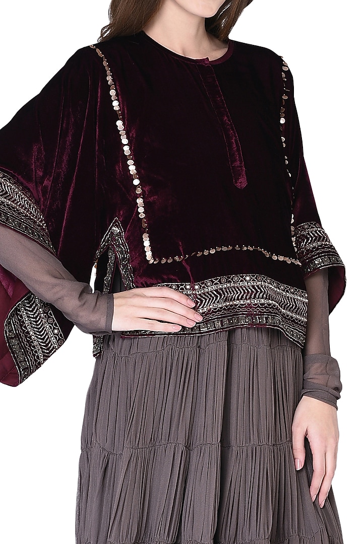 Charcoal Grey Georgette Wedding Anarkali Set by Neha & Tarun at Pernia's Pop Up Shop