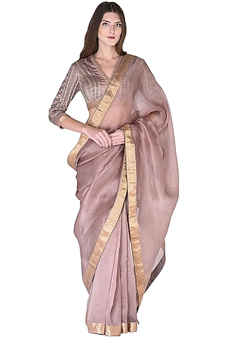 Onion Pink Silk Saree Set by Neha & Tarun