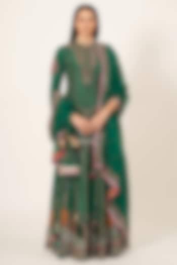 Emerald Green Satin Sharara Set by Neha & Tarun