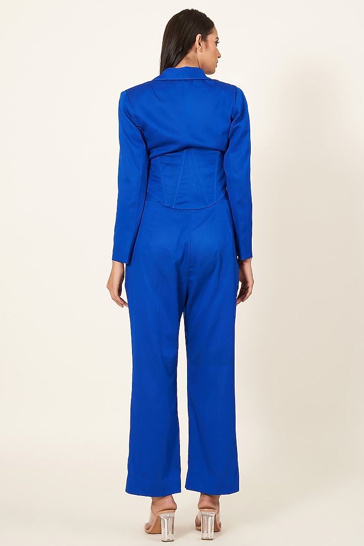 Royal Blue Cotton Silk Co-Ord Set by Neha & Tarun at Pernia's Pop Up Shop