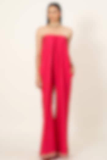 Red Embroidered Jumpsuit by Neha & Tarun