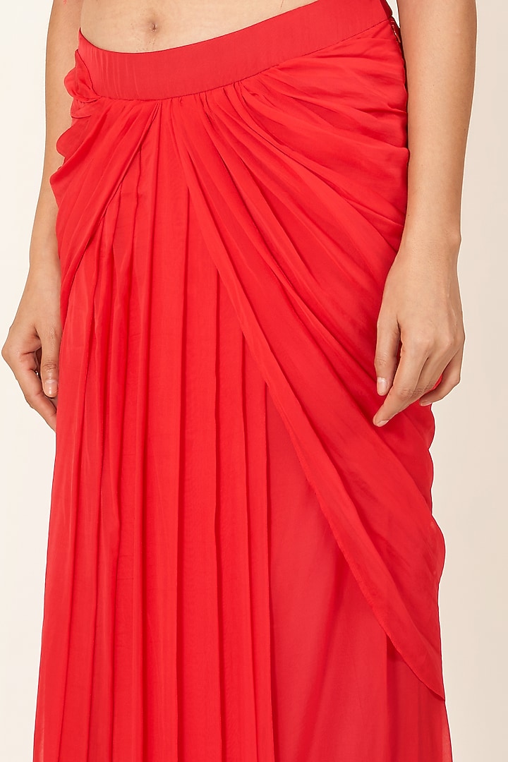 Red Georgette Skirt Set by Neha & Tarun at Pernia's Pop Up Shop