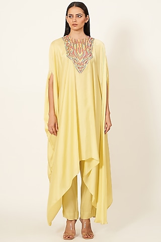 Yellow Embroidered Kurta Set by Neha & Tarun