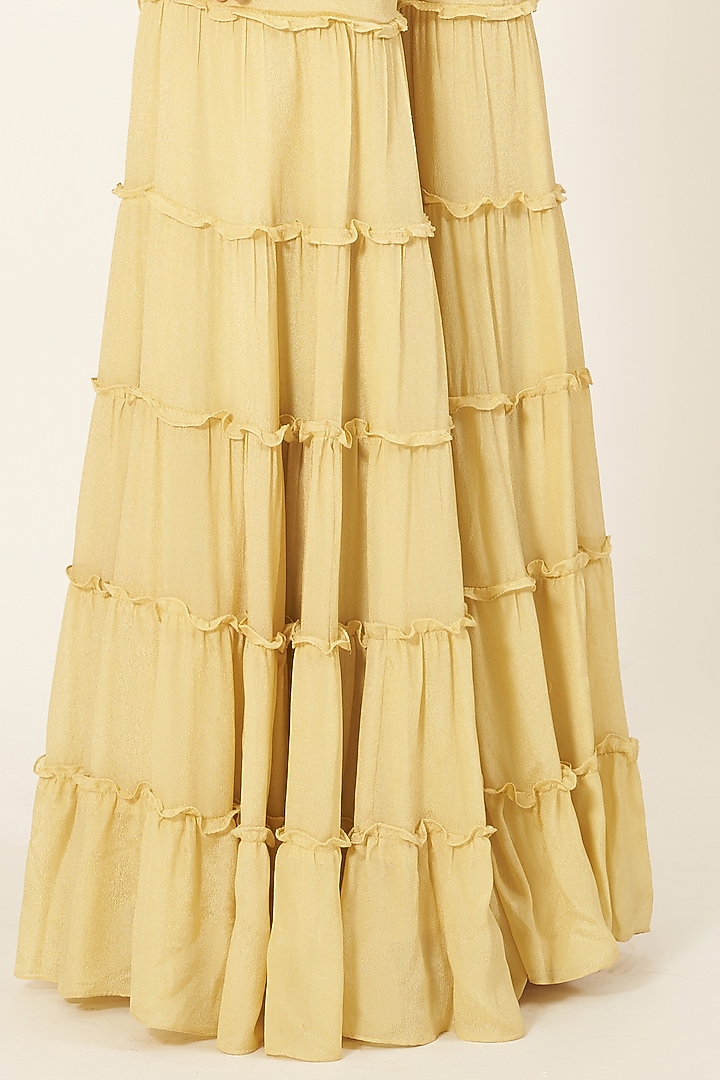 Yellow Crepe Gharara Set by Neha & Tarun at Pernia's Pop Up Shop