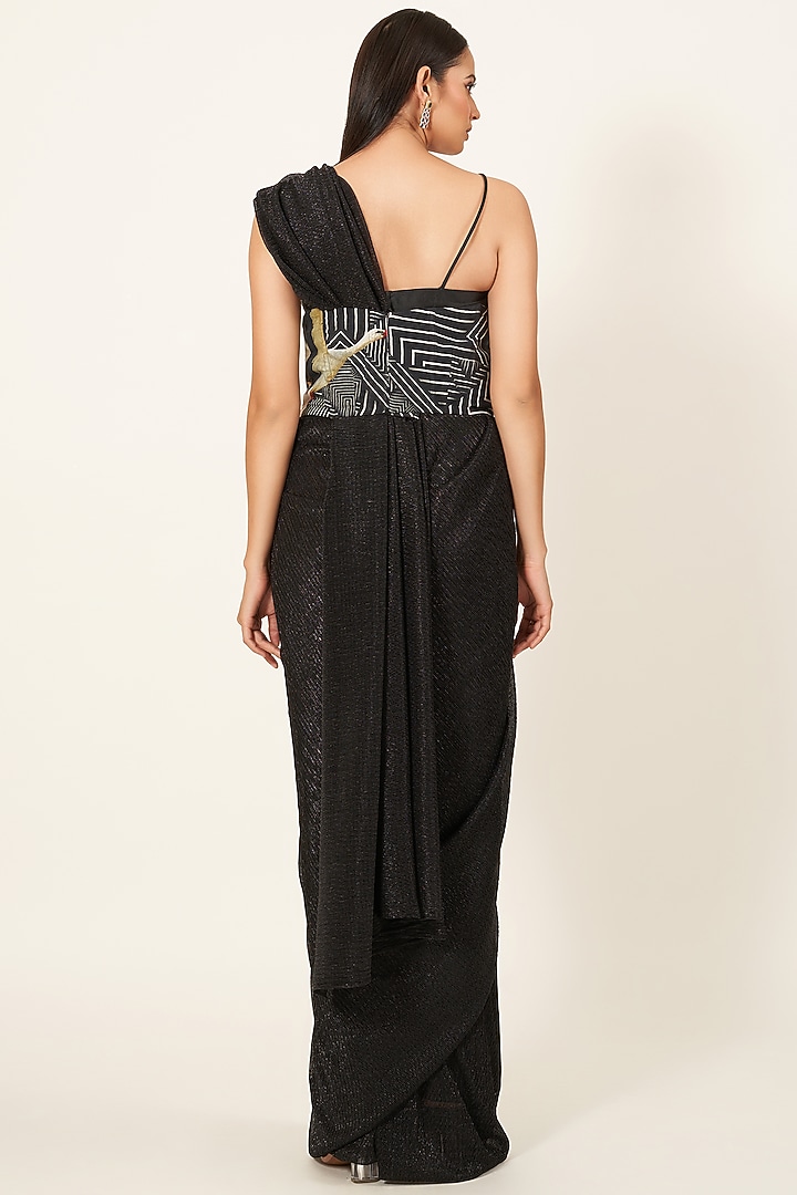Black Metallic Shimmer Wedding Saree Set by Neha & Tarun at Pernia's Pop Up Shop