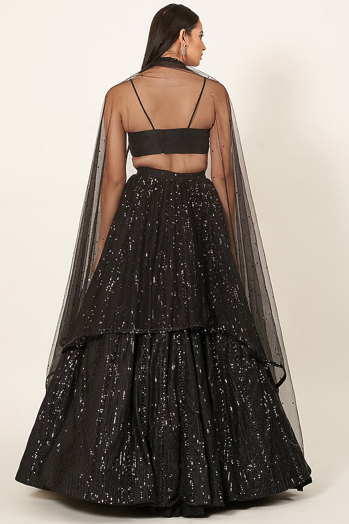 Black Embroidered Wedding Lehenga Set by Neha & Tarun at Pernia's Pop Up Shop