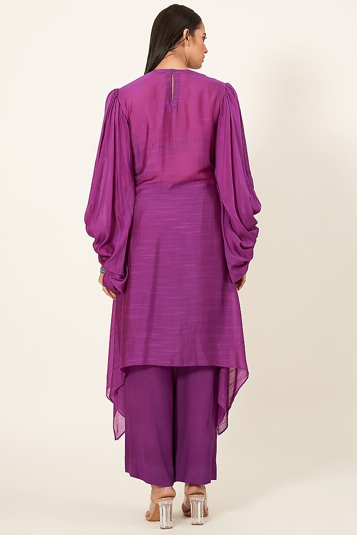 Purple Embroidered Kurta Set by Neha & Tarun at Pernia's Pop Up Shop