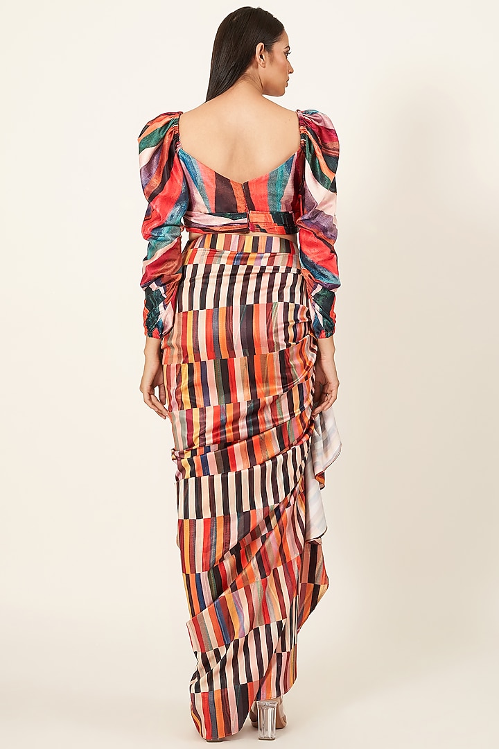 Multi-Coloured Printed Skirt Set by Neha & Tarun at Pernia's Pop Up Shop