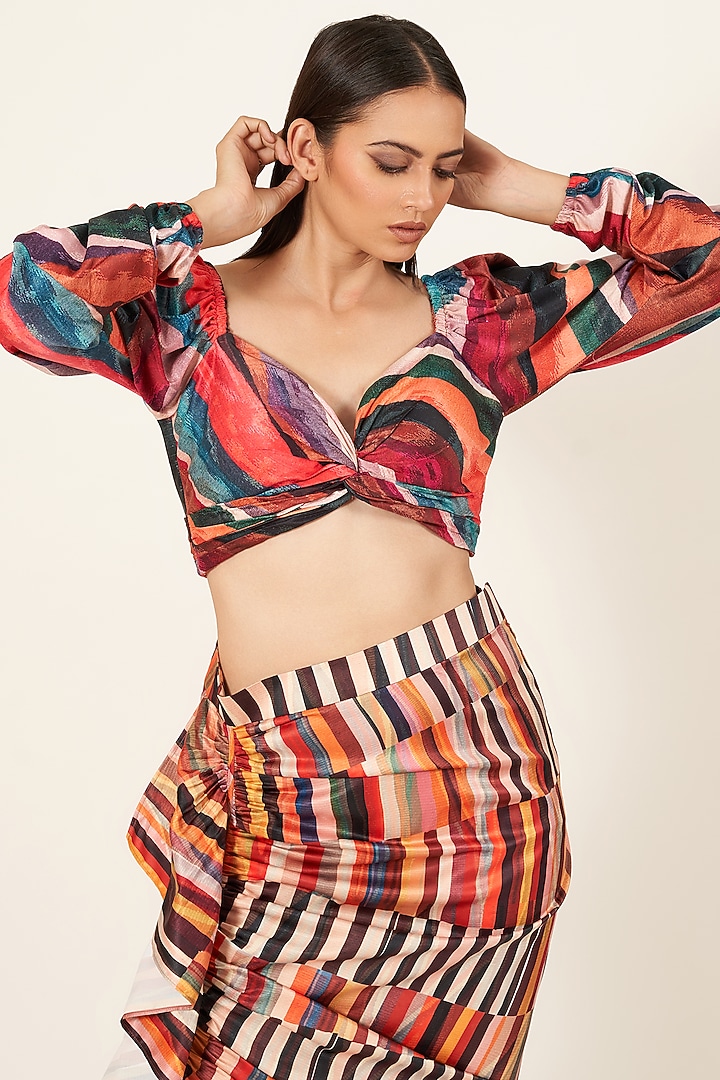 Multi-Coloured Printed Skirt Set by Neha & Tarun at Pernia's Pop Up Shop