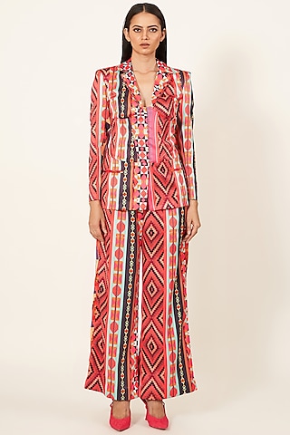 Multi-Coloured Printed Blazer Set by Neha & Tarun