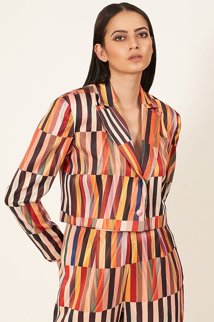 Multi-Coloured Digital Printed Blazer Set by Neha & Tarun at Pernia's Pop Up Shop